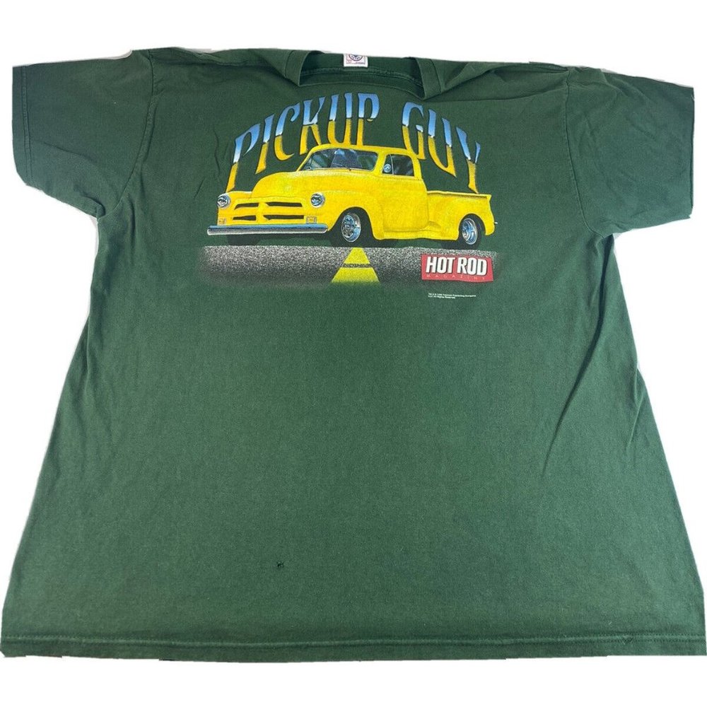 Hot Rod Magazine Logo Mens XXL Vintage 1999 Pickup Guy 90s Y2K T Shirt *READ*